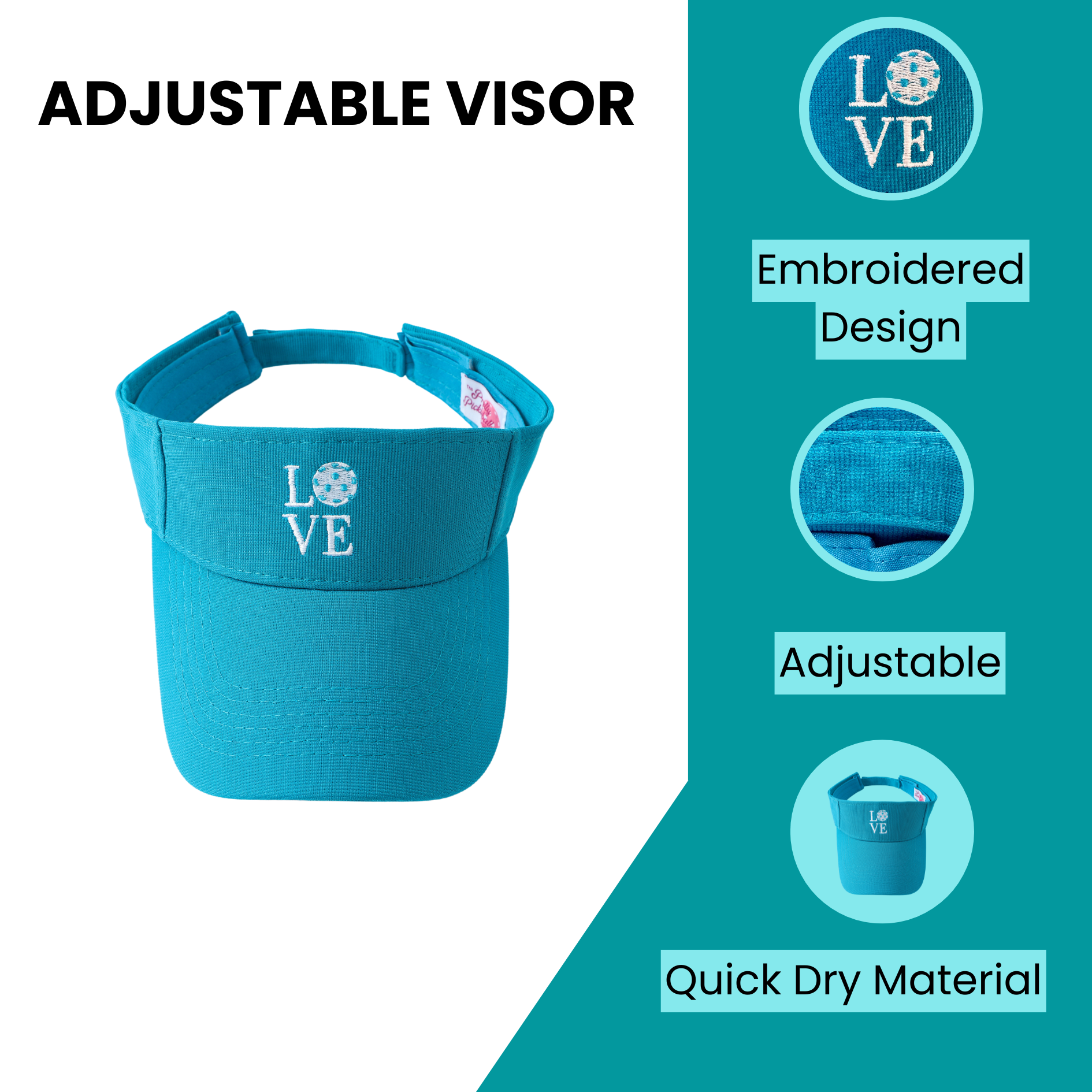 LOVE Pickleball Adjustable Visor