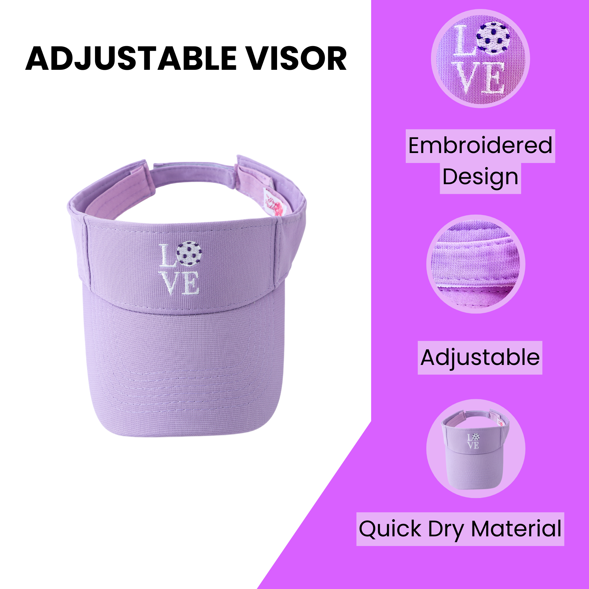 LOVE Pickleball Adjustable Visor