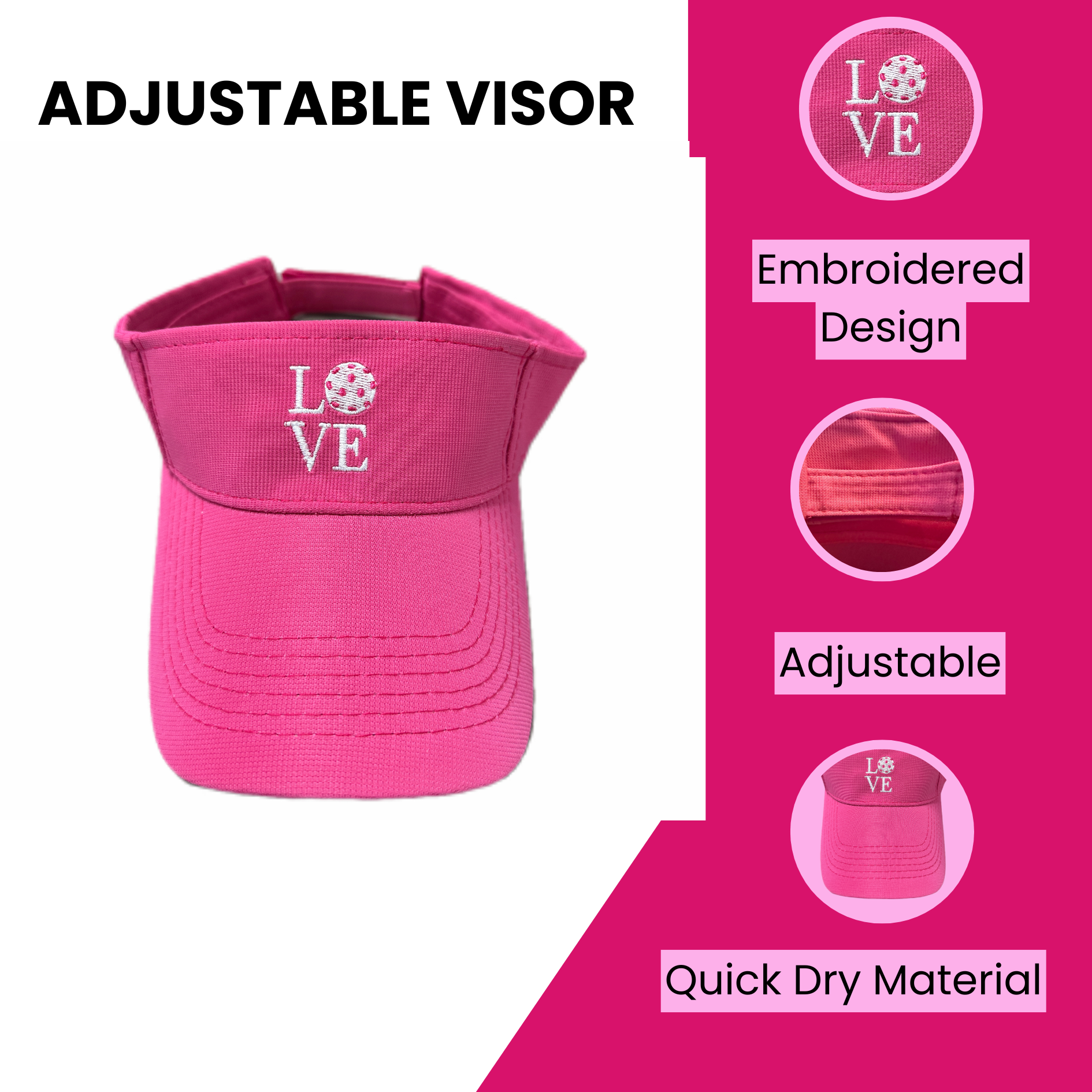 LOVE Pickleball Adjustable Visor